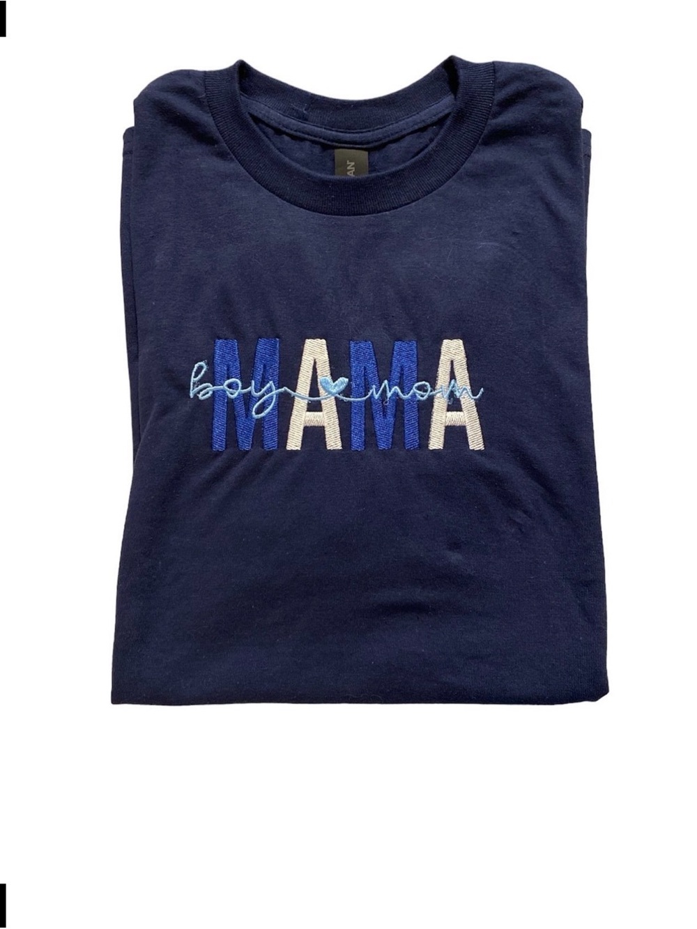 Boy Mama Embroidered Navy Crewneck Tee NWOT
